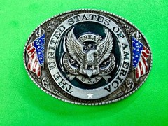 The United States of America Patriots Eagle US Flag Emblem Belt Buckle