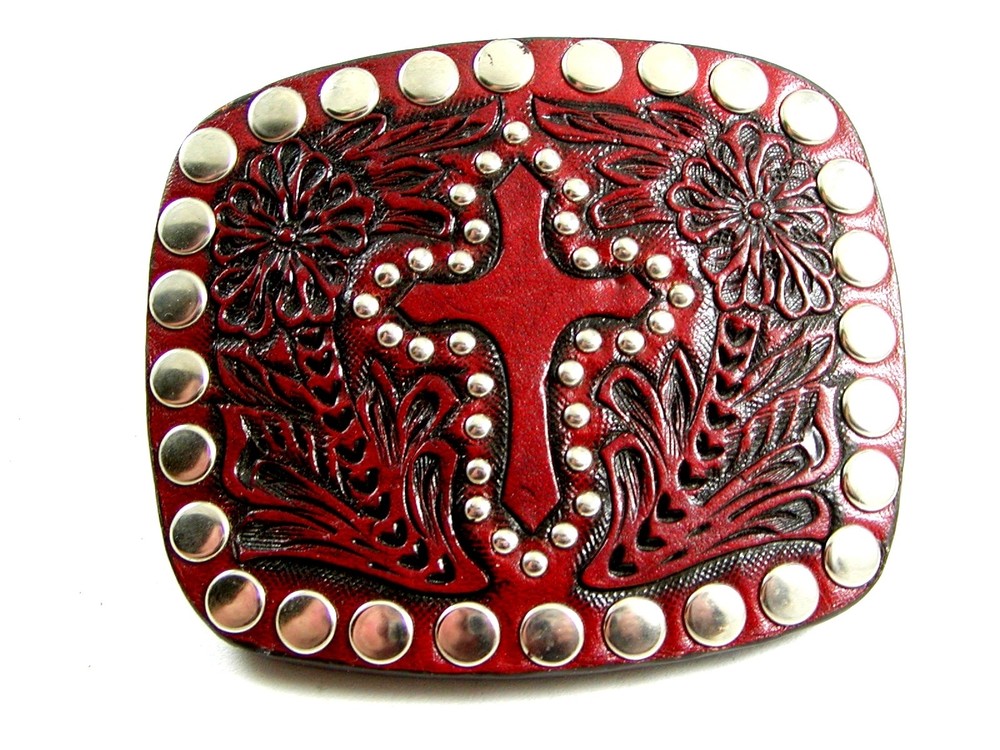 Western Rodeo Style Leather w/ Cross Belt Buckle