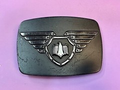 Chrome Brand Eagle Wings Wide Theme Black Color Belt Buckle