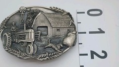 Bergamot Brass Works Belt Buckle Tractor Farm Barn Dog Windmill Wheat Seeds D-49