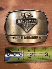 HANDYMAN CLUB OF AMERICA * LIFE MEMBER * 1996 MAN&rsquo;S BELT BUCKLE – HAMMER TOOL