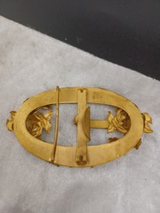 Vintage Sash Buckle Flower Gold Tone Roses