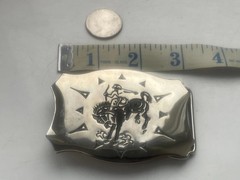 Vintage NOS Chrome Rodeo Style Belt Buckle by Chambers Belt Co Made in USA