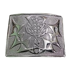 Scottish Chrome Kilt Buckle – Thistle Knot 2.0 | Traditional Celtic Belt Buckle
