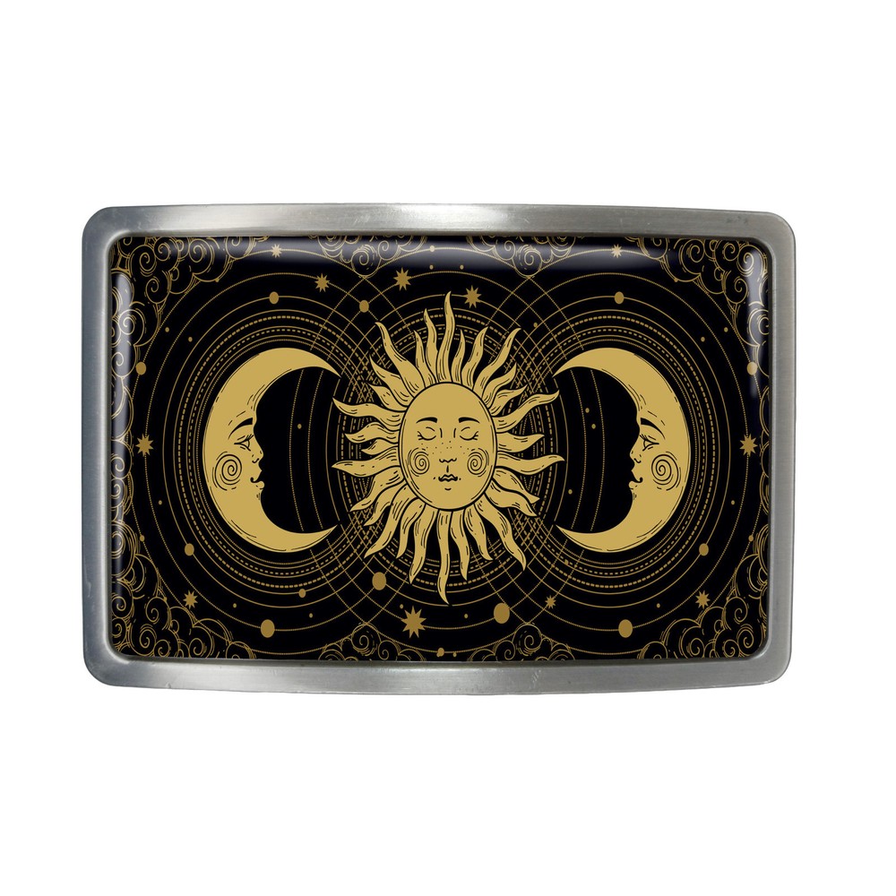 Esoteric Belt Buckle – Celestial Tarot Astrology Sun Handmade Buckle – 746