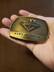 Handyman Club of America Life Member Brass Hammer Belt Buckle 1996