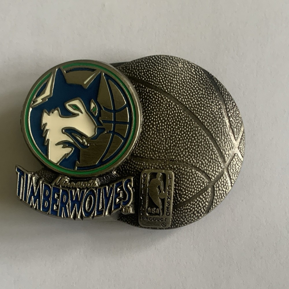 NBA Minnesota Timberwolves Official Licensed Autogrip Metal Belt Buckle, Silver