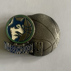 NBA Minnesota Timberwolves Official Licensed Autogrip Metal Belt Buckle, Silver