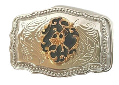 Belt Buckle Dancing Couple Made in the USA Embossed Black/Silver/Gold tone