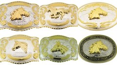 Running Horse Head HorseShoes Saddle Horse Shoe Belt Buckles Western Rodeo New