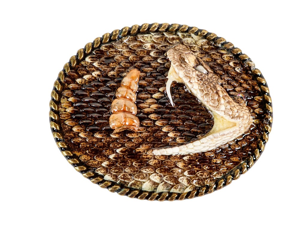 Real Rattlesnake Belt Buckle: Half Head and Rattle (598-BB405)