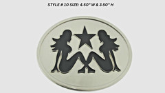 Trucker Mud Girl Flap Belt Buckle Sexy Lady Pin up Belt Buckle Black Silver Star