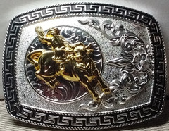 BULL RIDING COWBOY Western Belt Buckle Hebilla Vaquera Con Toro