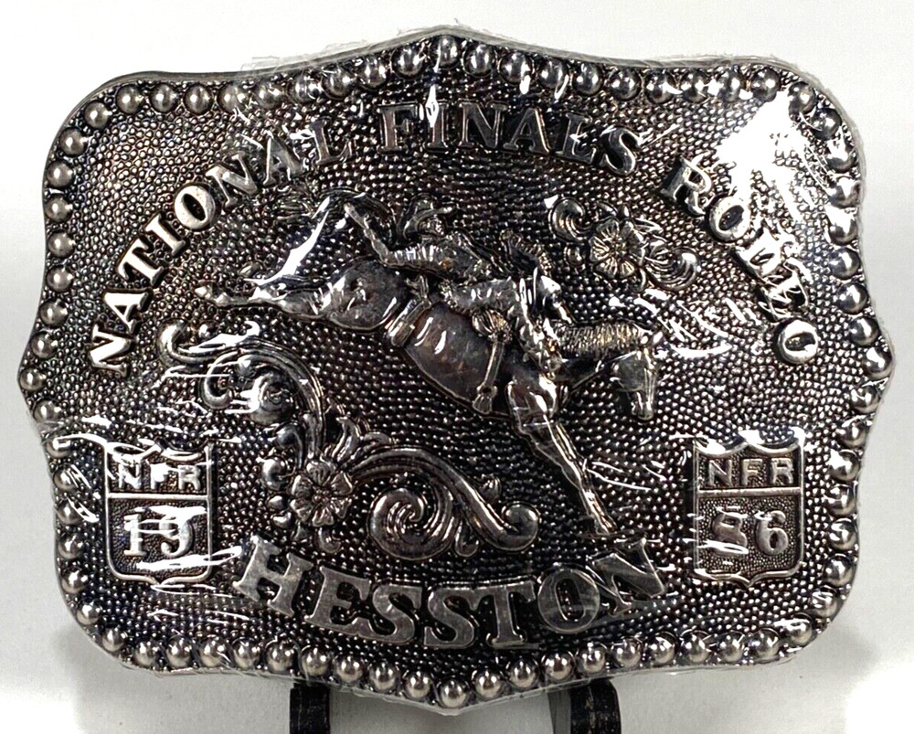Hesston National Finals Rodeo Belt Buckle-Brass-Proffesional Cowboys-Vtg 1986