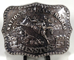 Hesston National Finals Rodeo Belt Buckle-Brass-Proffesional Cowboys-Vtg 1986