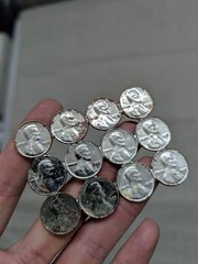 vintage 1970s handcrafted PENNY belt buckle LINCOLN coins WESTERN cowboy USA