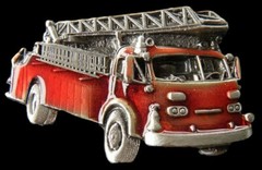 Firefighters Fireman Firemen Red Fire Dept Truck Trucks Belt Buckle Buckles