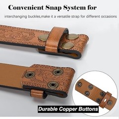 UTOWO Men Women Retro Belt Strap 47&Prime;Belt for 36&Prime;-40&Prime; waist, Lightbrown Strape