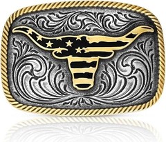 Montana Silversmiths Belt Buckle Adult Patriotic Silver Gold A1054P
