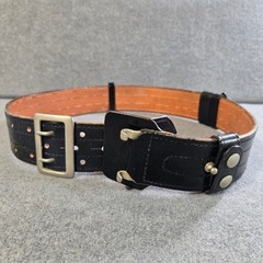 Vintage Black Leather Duty Utility Belt Double Prong Buckle Sz 36 Don Hume Mod