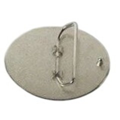 Silver Oval Belt Buckle Clear Button Cluster Textured Modern Artistic Design
