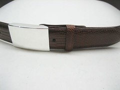 Sterling silver 925, 1 oz engravible or not buckle w/ 30 mm Genuine lizard belt.