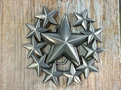 Eleven Five Pointed Star Cutout Silver Color Western Style LARGE Belt Buckle
