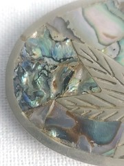 VTG Belt Buckle Mexican Abalone Inlay Silver Marijuana Leaf 420 Weed Cannabis