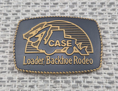 Case Loader Backhoe Rodeo Belt Buckle Mens Gold Brass Western Construction Logo