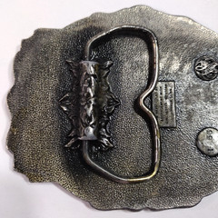 Belt Buckle Winchester Western Pewter Silver Tone Vintage 3.5&Prime; x 2.75&Prime;