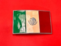 Mexico Flag Patriotic Belt Buckle Western Cowboy Eagle Country Emblem