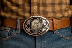 Banjo Frog Belt Buckle Handmade Silver Western Style Fits 1.5 Belt Strap