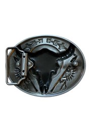 Western Longhorn Skull Belt Buckle Enamel Southwestern Cowboy Rodeo 3.5 In