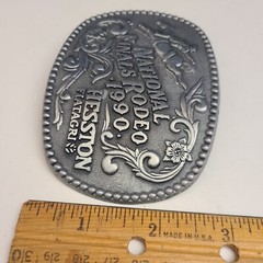 1990 National Finals Rodeo NFR Adult Size Belt Buckle Hesston Fiatagri