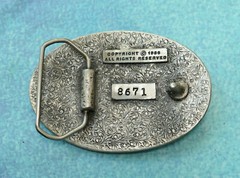 AMERICA&rsquo;S BRAVEST FIRE FIGHTER Belt Buckle 1986 FD Fire Truck Blk Red Enamel Fin