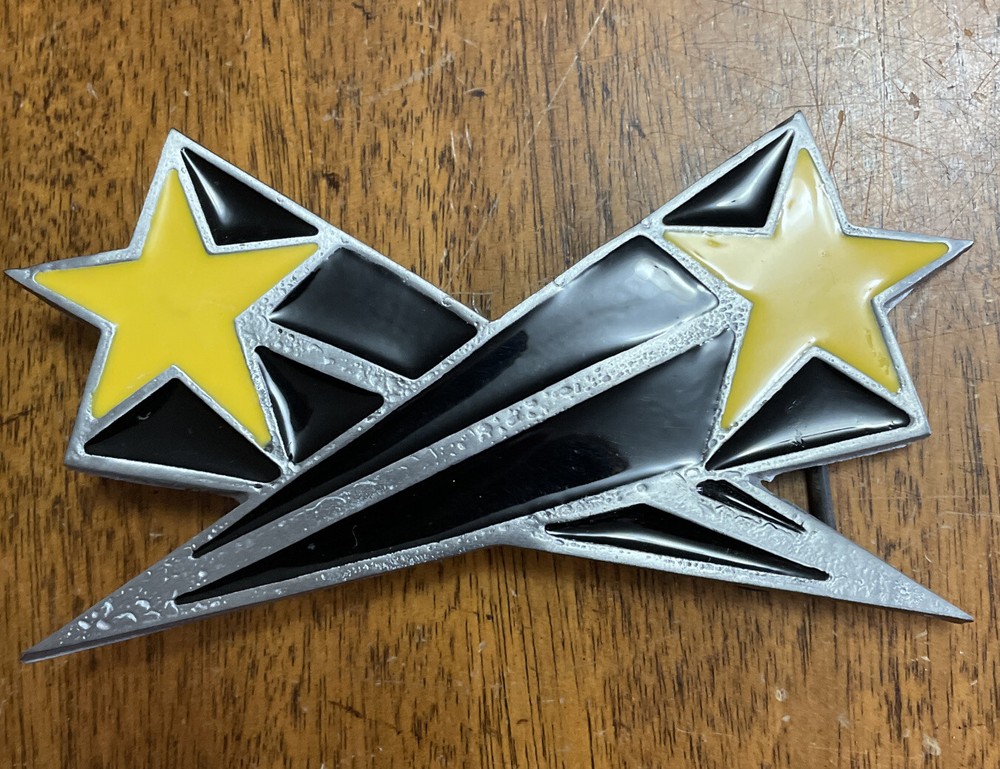 SHOOTING STARS PEWTER & ENAMEL BELT BUCKLE MOBTOWN US MADE