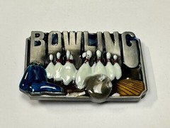 Bowling Sports Commemorative Belt Buckle – Raised Pins, Lane And Ball