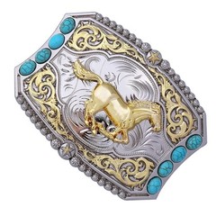 Cowboy Style Belt Buckle for Men Western Buckles with Horse and Turquoise Vin…