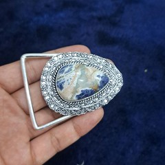 Sodalite Belt Buckle Silver Plated Handmade Western Cowboy Gemstone Buckle