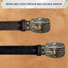 GRAERRY Western Cowboy L – Fit Waist Size 38&Prime;-41&Prime;, Bronze Bull/Brown Belt