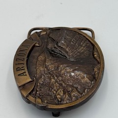 Vintage Arizona Grand Canyon Belt Buckle 3D Relief Western Brass Tone Oval