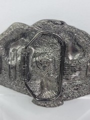 Great American Buckle Co. Pewter 1992 VTG Eagle Indian Buffalo Horse ENAMEL (A1)
