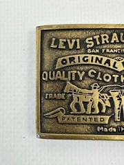 Vintage 70s 80s Levis Strauss BeltBuckle Made In USA Brass Two Horse 8909