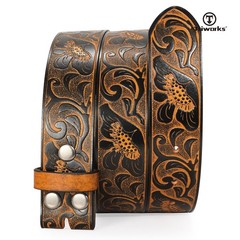 TRIWORKS Western Belt without buckle for men – Fit Size 34&Prime;-37&Prime;, Black/Brown