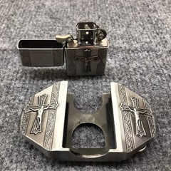 Antique Brushed In God we Trust Cross Belt Buckle with Lighter, Stock in US