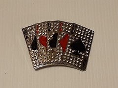 ROYAL FLUSH PLAYING CARDS / BLING Metal Belt Buckle