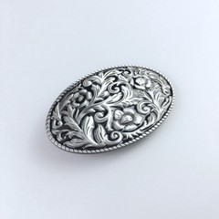 Vintage Black Enamel Cowboy Cowgirl Flower Oval Belt Buckle also Stock in US