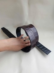 3.8CM Brown/Black Doublside 100% Genuine Leather Skin Men Belts buckle