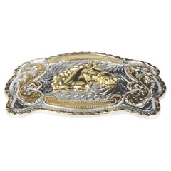 Golden Equestrian Belt Buckle Two-Color Craft Alloy Smooth Buckle