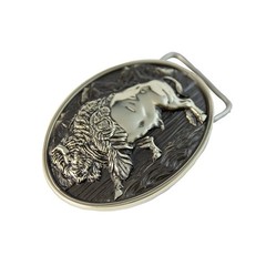 German silver American Bison Buffalo Buckle, Western American cowboy style, Wild